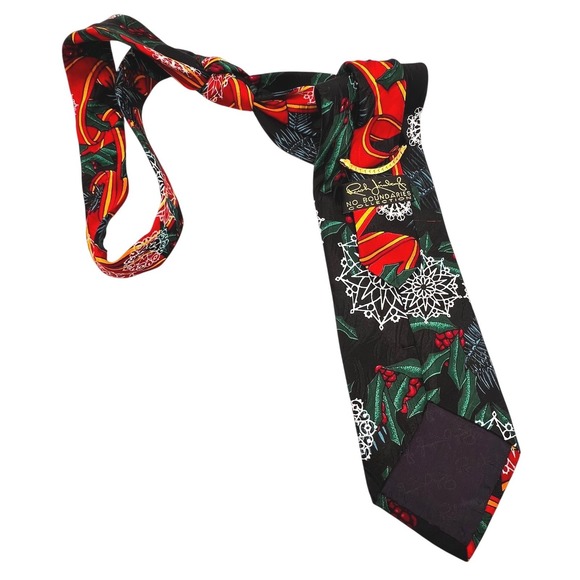 Rush Limbaugh Christmas Tie NO BOUNDARIES Men's Red Green Gold Chain 3.75" - Picture 4 of 5